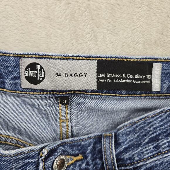 Levis Silvertab 94 Baggy Jeans Mens 28x29 Blue Denim Y2K Skater Hip Hop - Picture 4 of 16